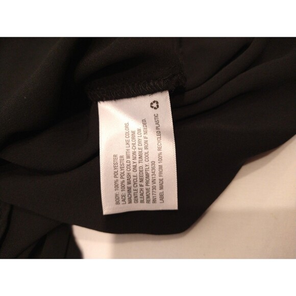 Ava & Viv 2X Black Long Sleeve Dress Shirt Blouse Top Lace Insets core basic - Picture 6 of 10